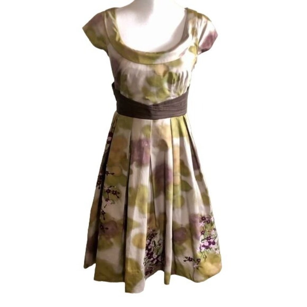 Anthropologie Floreat Travessia Dress Womens 4 Used Tulle Skirt Purple Green - Picture 15 of 15